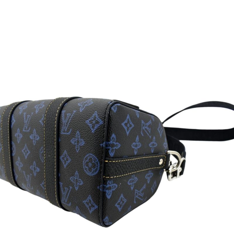 LOUIS VUITTON City Keepall Monogram Leather Travel Bag Blue - Image 7