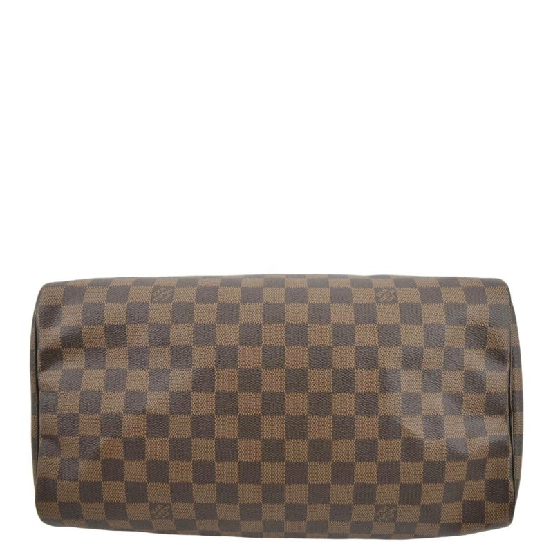 LOUIS VUITTON Speedy 35 Damier Ebene Satchel Bag Brown - Image 9
