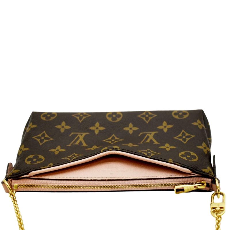 LOUIS VUITTON Pallas Monogram Canvas Clutch Crossbody Bag Brown - Image 3