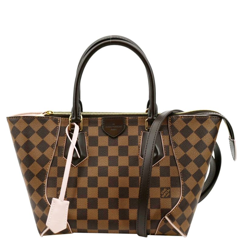 Louis Vuitton Calf Leather Monogram Canvas Double V Satchel (SHF-20589)