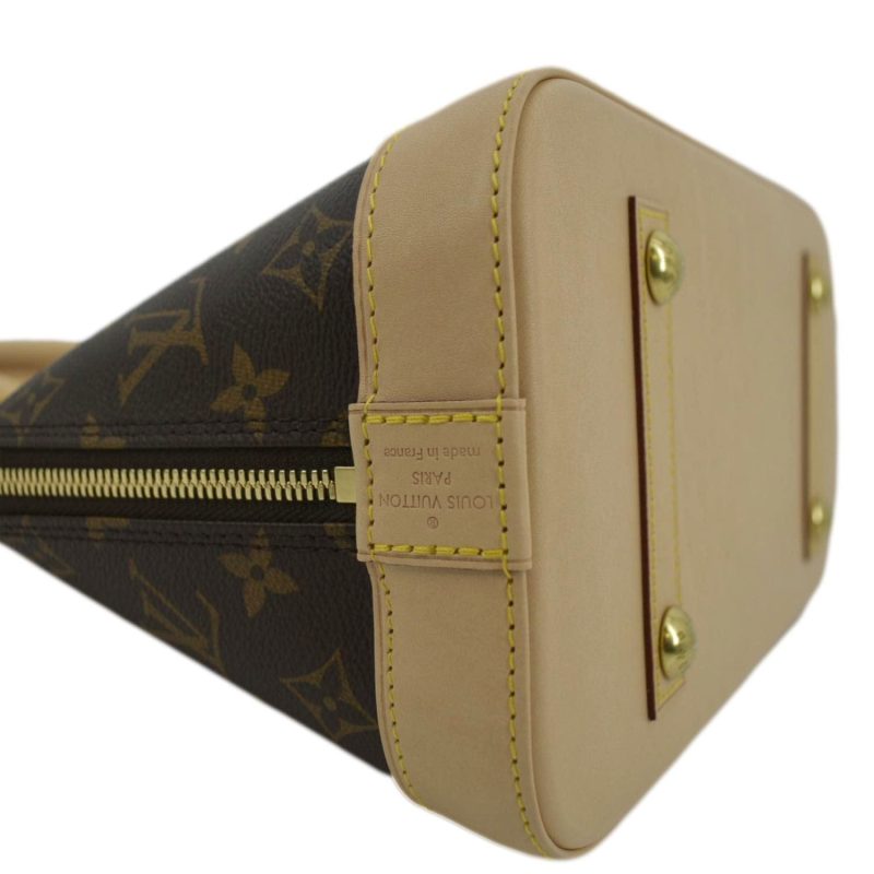 LOUIS VUITTON Alma Monogram Canvas Satchel Bag Brown - Image 6