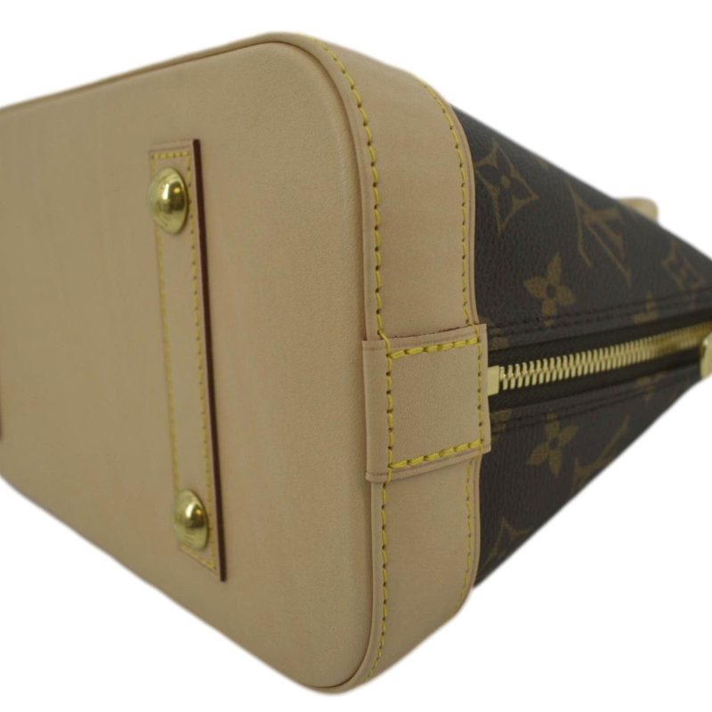 LOUIS VUITTON Alma Monogram Canvas Satchel Bag Brown - Image 8