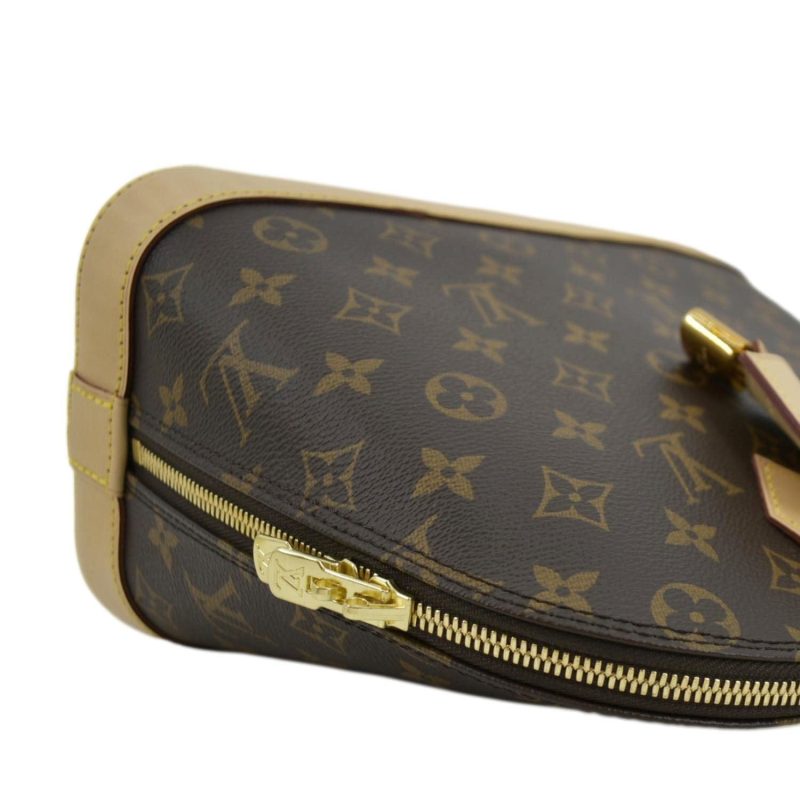 LOUIS VUITTON Alma Monogram Canvas Satchel Bag Brown - Image 9