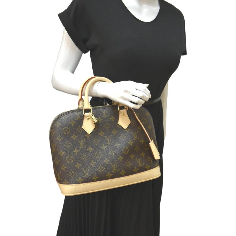 LOUIS VUITTON Alma PM Monogram Canvas Satchel Bag Brown - Image 2