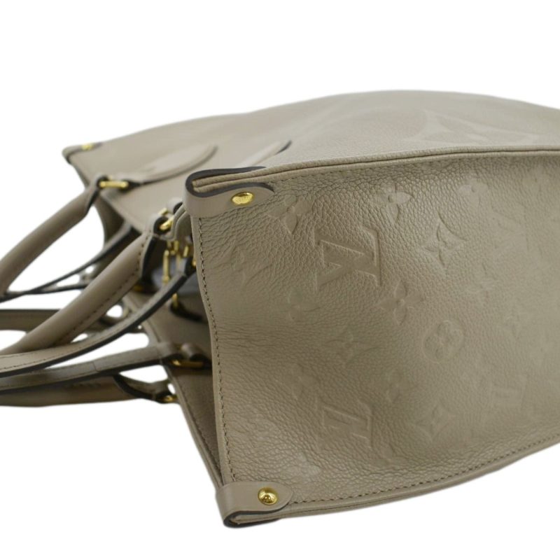 LOUIS VUITTON Onthego MM Giant Monogram Empreinte Leather Tote Shoulder Bag Tourterelle Beige - Image 6
