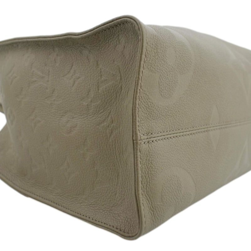LOUIS VUITTON Onthego MM Giant Monogram Empreinte Leather Tote Shoulder Bag Tourterelle Beige - Image 8