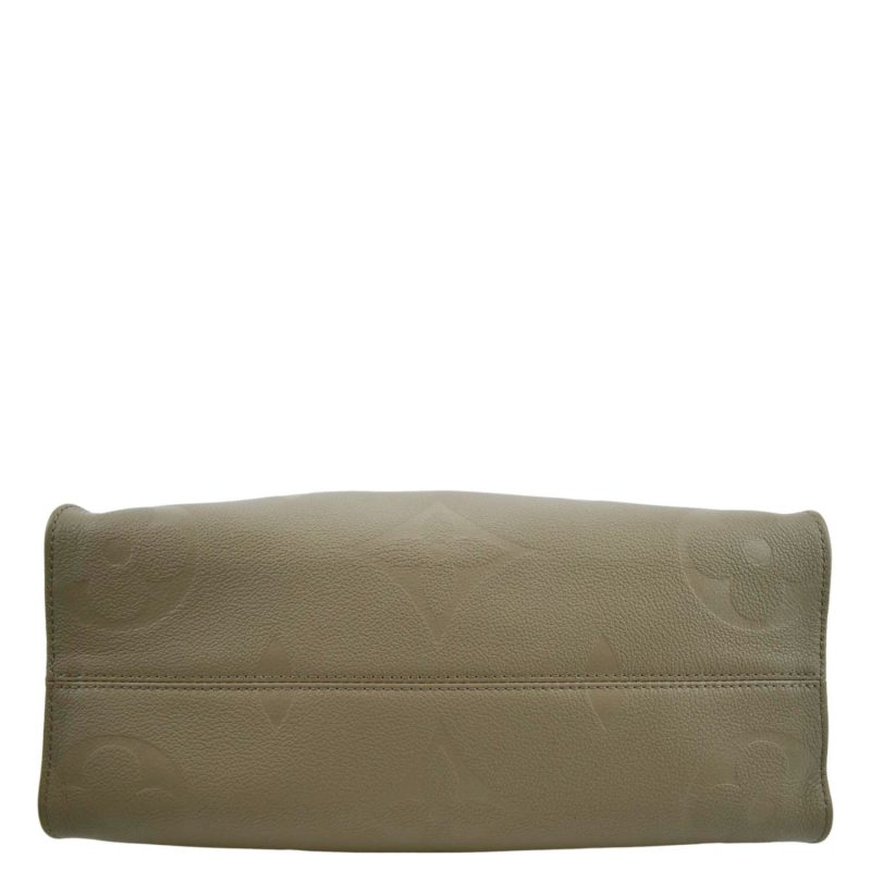 LOUIS VUITTON Onthego MM Giant Monogram Empreinte Leather Tote Shoulder Bag Tourterelle Beige - Image 9