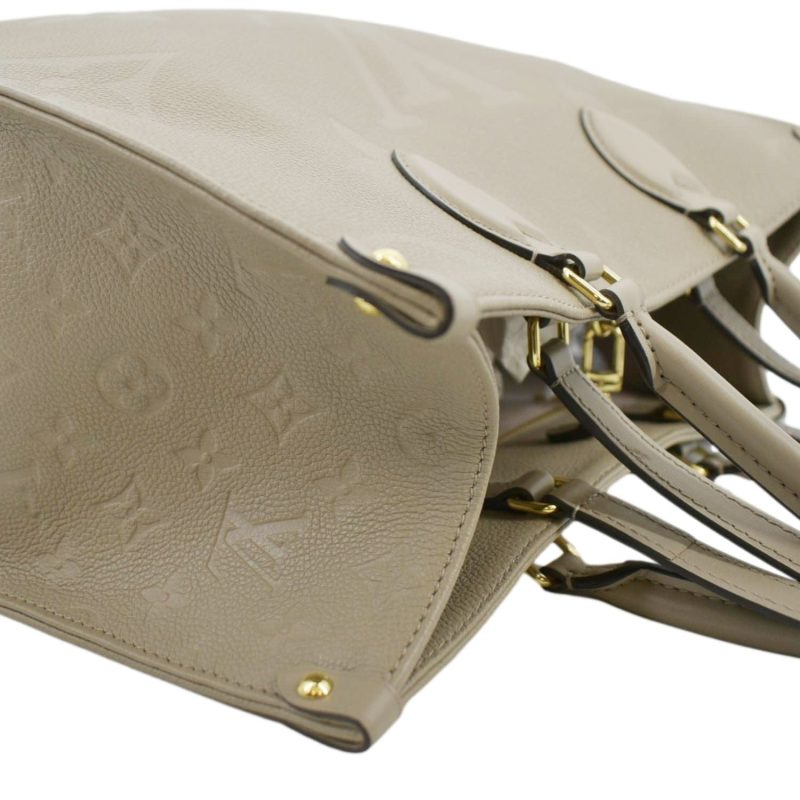 LOUIS VUITTON Onthego MM Giant Monogram Empreinte Leather Tote Shoulder Bag Tourterelle Beige - Image 5