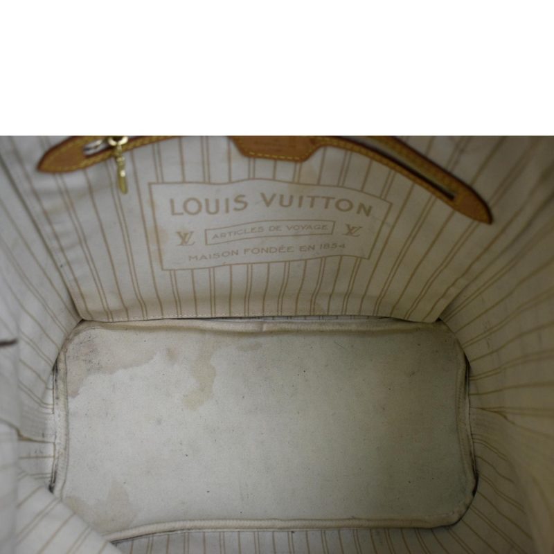 LOUIS VUITTON Neverfull MM Damier Azur Shoulder Bag White - Image 10