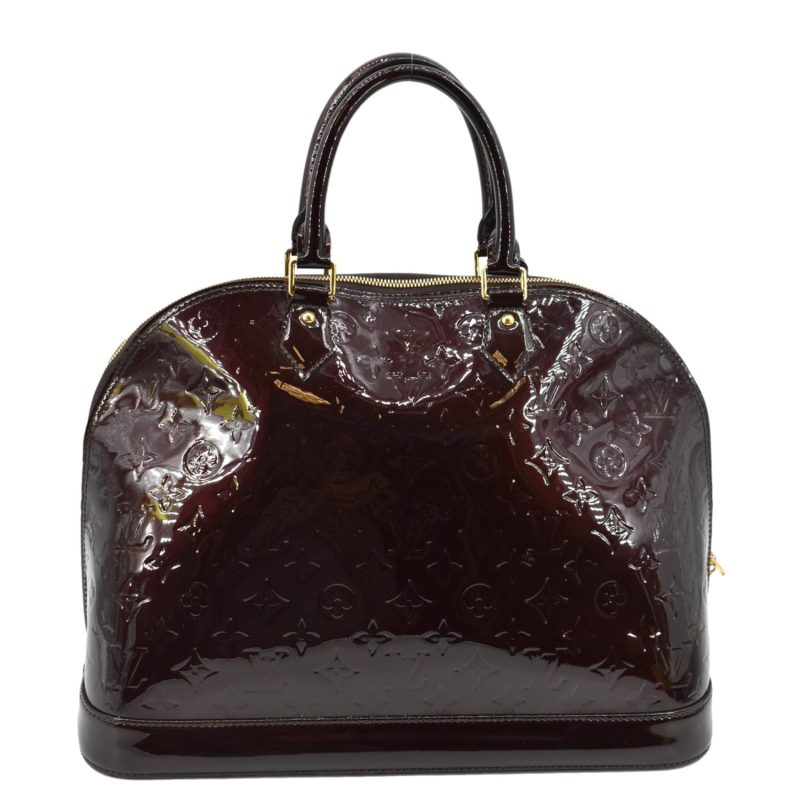 LOUIS VUITTON Alma GM Monogram Vernis Leather Satchel Bag Amarante - Image 2