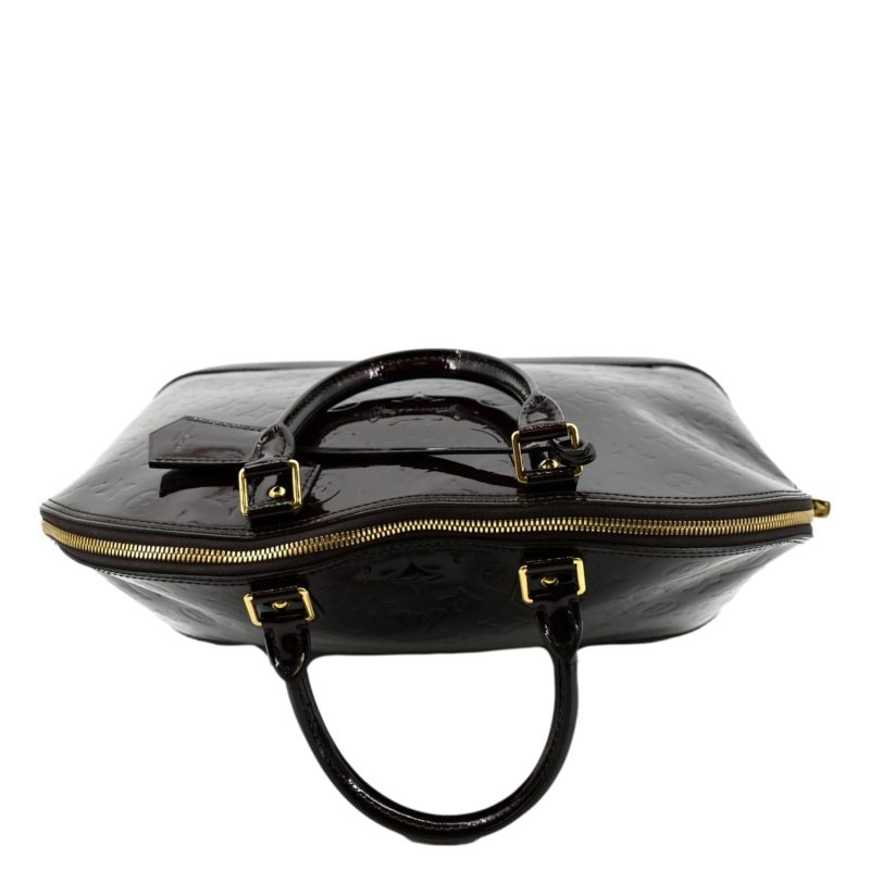 LOUIS VUITTON Alma GM Monogram Vernis Leather Satchel Bag Amarante - Image 3