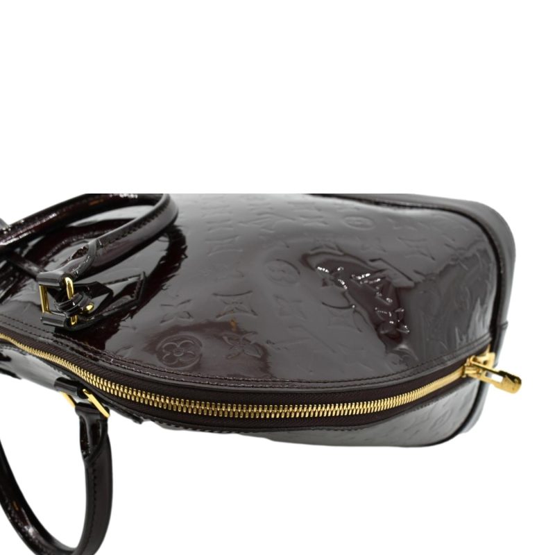 LOUIS VUITTON Alma GM Monogram Vernis Leather Satchel Bag Amarante - Image 5
