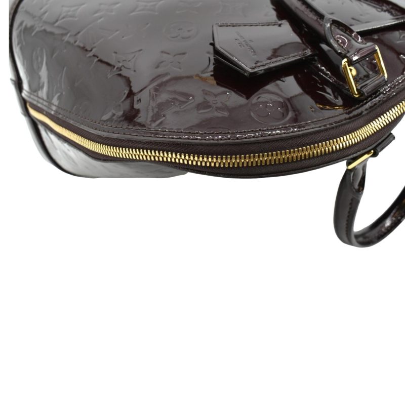 LOUIS VUITTON Alma GM Monogram Vernis Leather Satchel Bag Amarante - Image 4