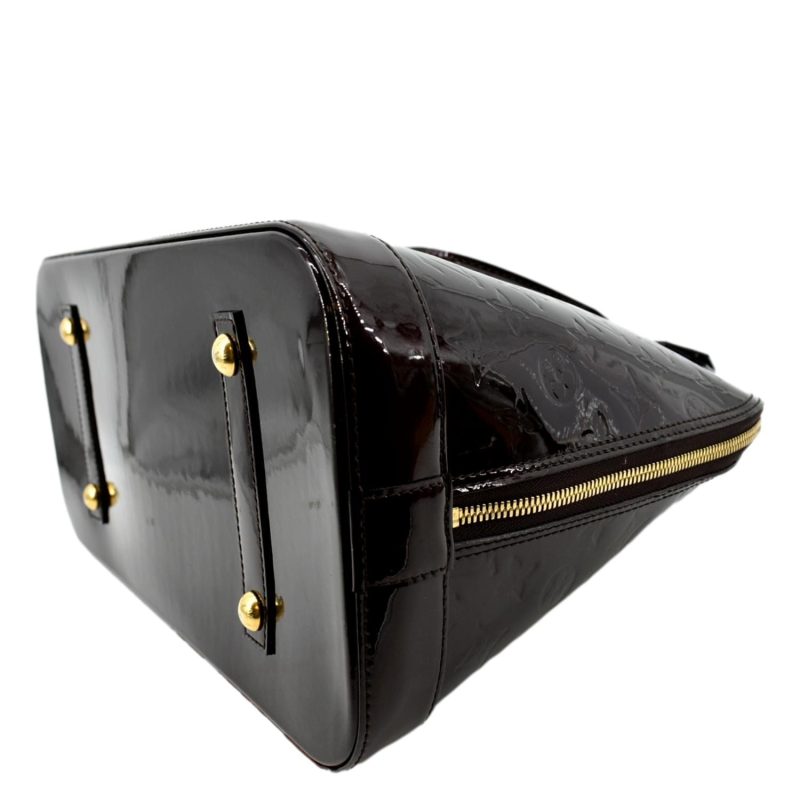 LOUIS VUITTON Alma GM Monogram Vernis Leather Satchel Bag Amarante - Image 7