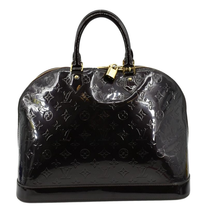 LOUIS VUITTON Alma GM Monogram Vernis Leather Satchel Bag Green - Image 3
