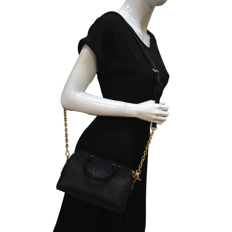 LOUIS VUITTON Giant Speedy 20 Bandouliere Empreinte  Shoulder Bag Black