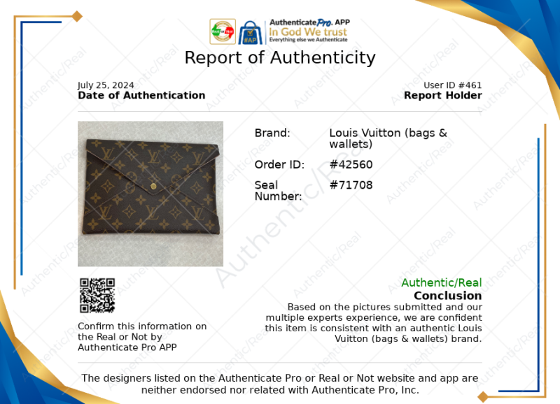 Clutch Luxury Designer Louis Vuitton, Size Medium - Image 5