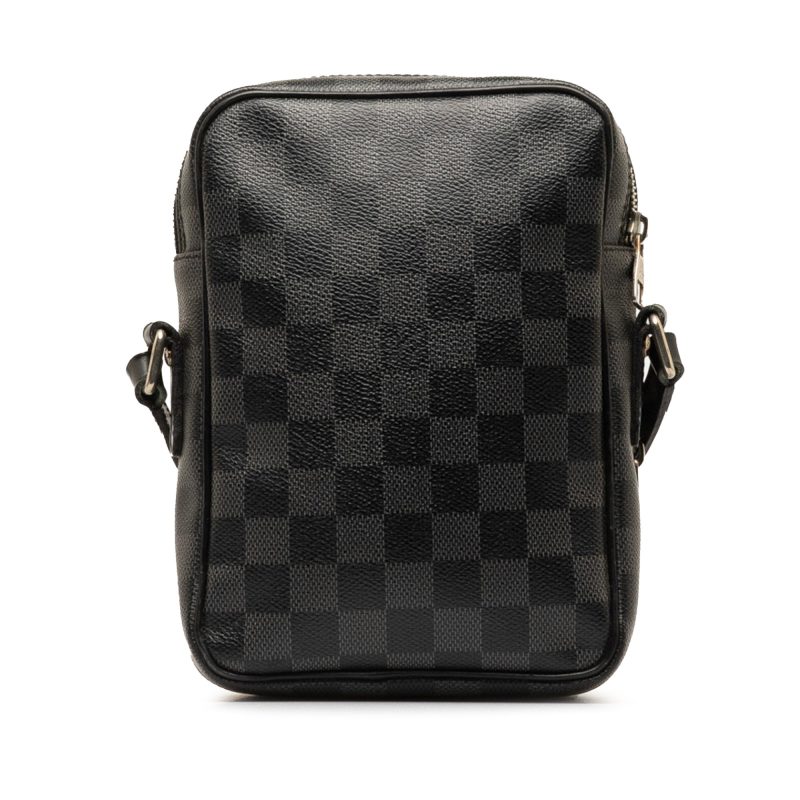 Black Louis Vuitton Damier Graphite Renaissance Map Danube Slim PM Crossbody Bag - Image 3