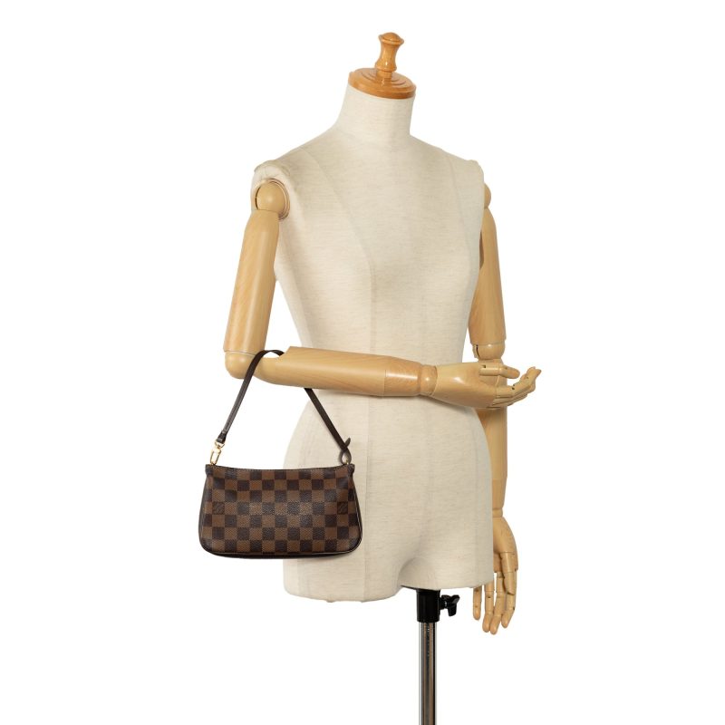 Brown Louis Vuitton Damier Ebene Pochette Double Zip Crossbody Bag - Image 9