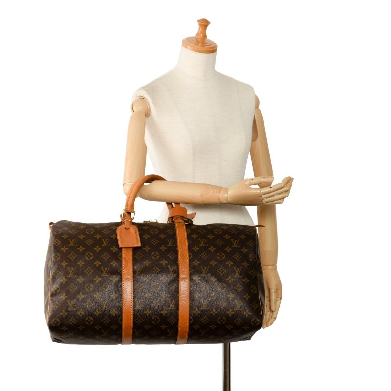 Brown Louis Vuitton Monogram Keepall 50 Travel Bag - Image 10