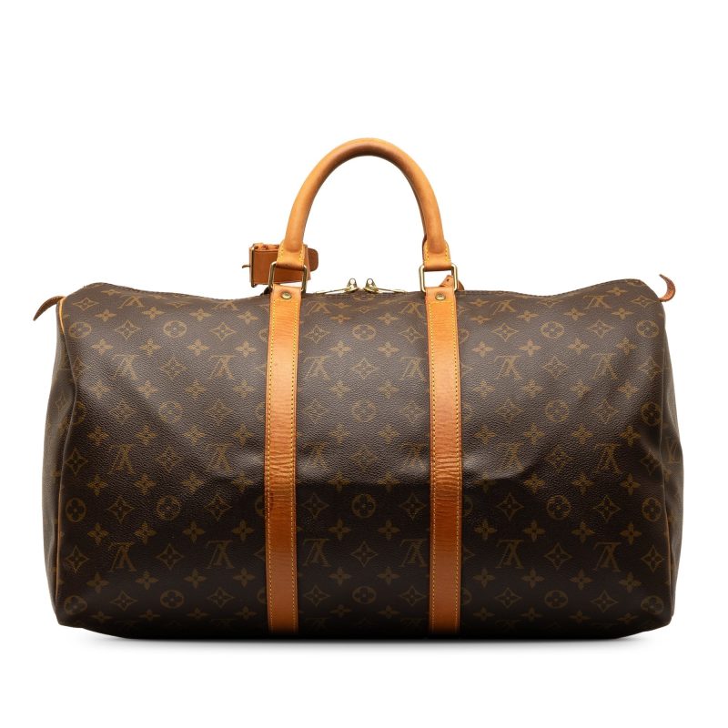 Brown Louis Vuitton Monogram Keepall 50 Travel Bag - Image 3