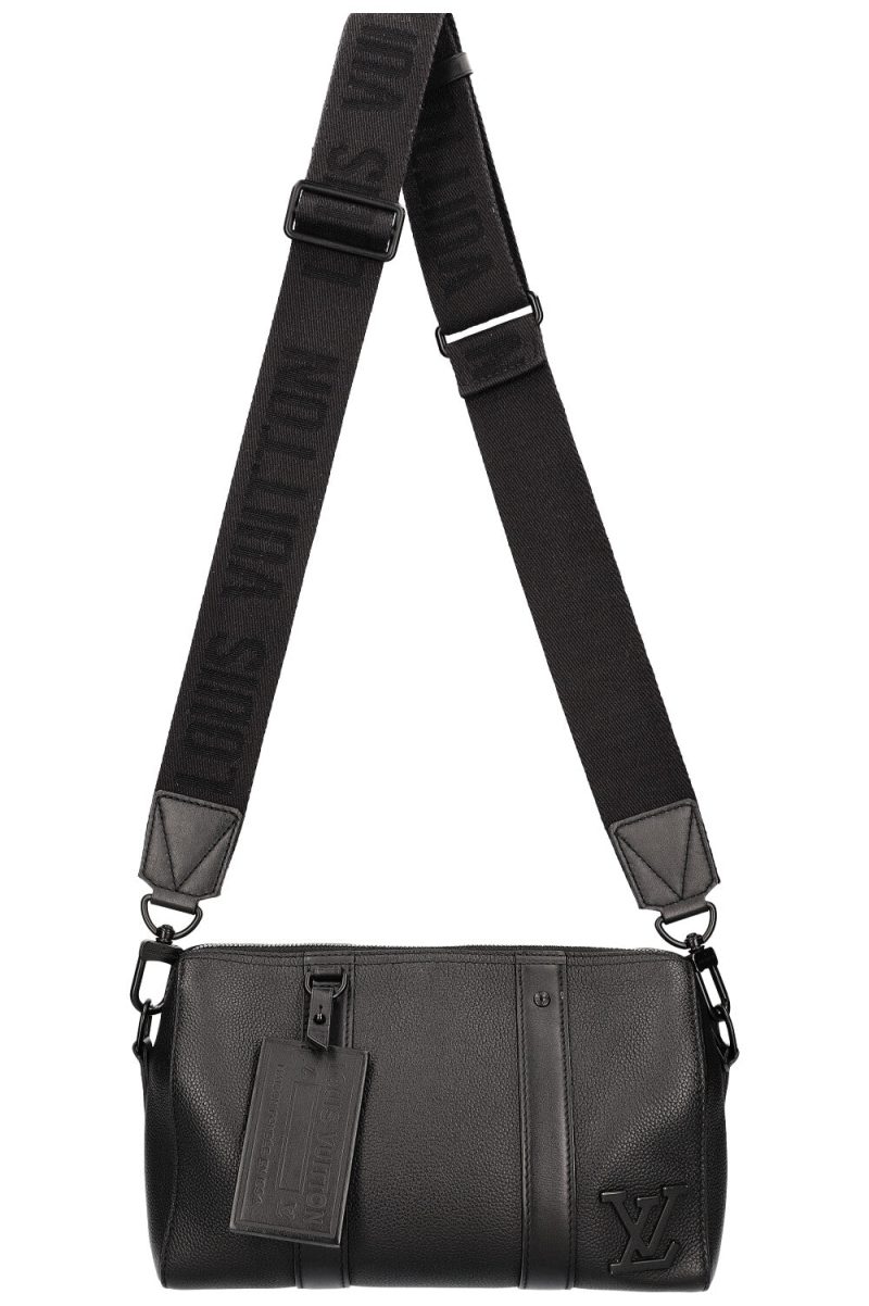Louis Vuitton City Malle Monogram Handbag with Black Leather and Strap