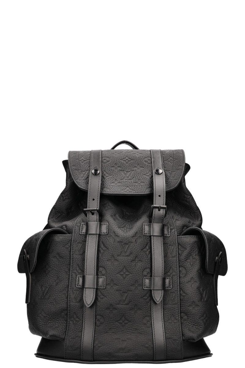 LOUIS VUITTON Christopher Monogram Macassar Canvas Backpack Bag Brown