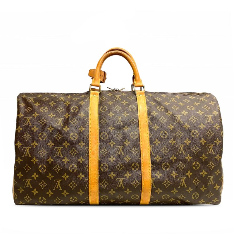 Brown Louis Vuitton Monogram Keepall Bandouliere 60 Travel Bag - Image 3