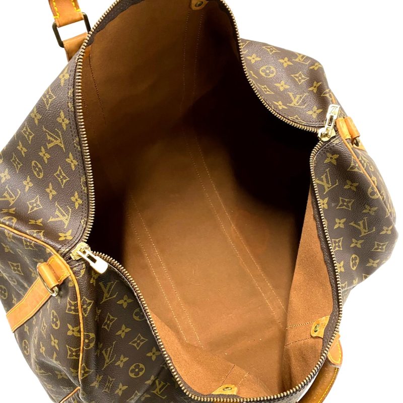 Brown Louis Vuitton Monogram Keepall Bandouliere 60 Travel Bag - Image 5