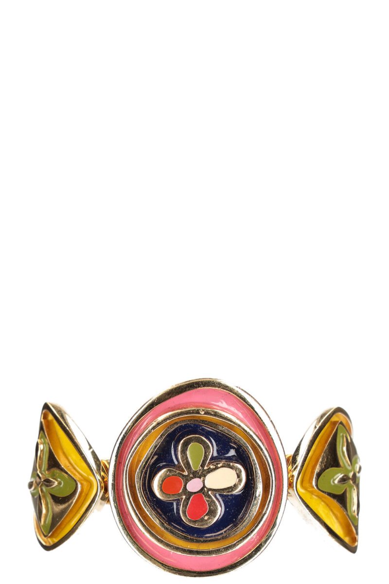 LOUIS VUITTON Bracelet Squared LV Strass Size L Silver MP2694 Metal・Rhinestone