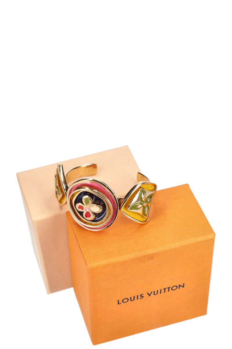 LOUIS VUITTON Bracelet Squared LV Strass Size L Silver MP2694 Metal・Rhinestone - Image 3
