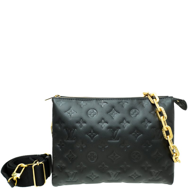 Louis Vuitton Black Monogram Embossed Lambskin Coussin PM