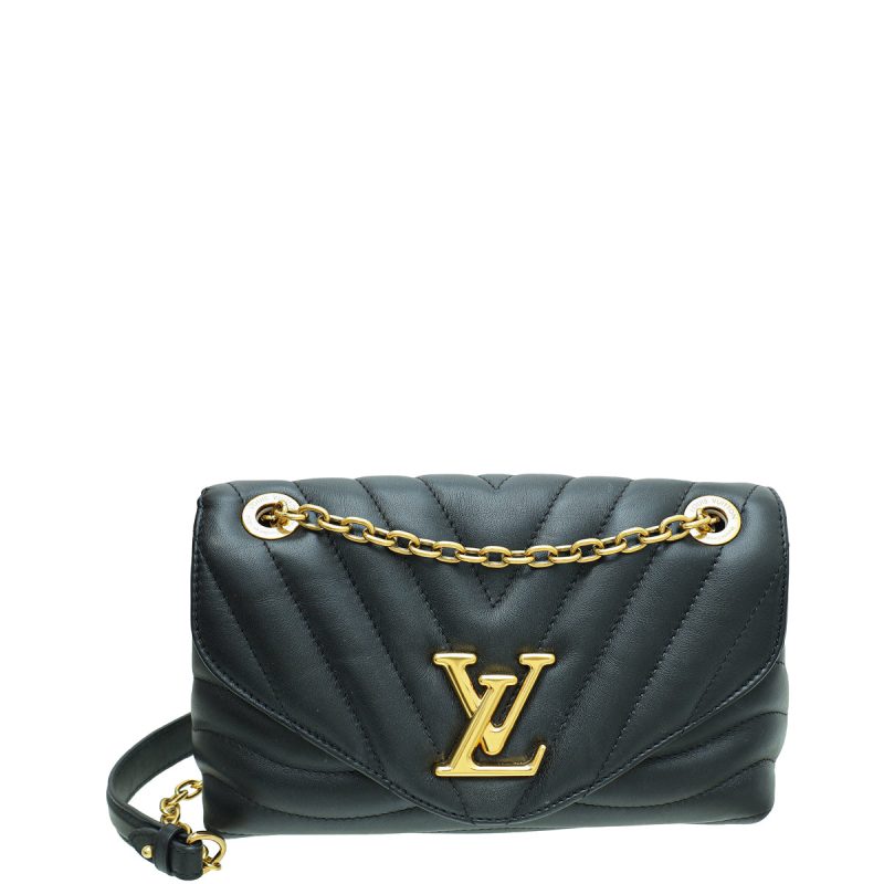 Louis Vuitton Black New Wave Chain Top Handle Flap MM Bag