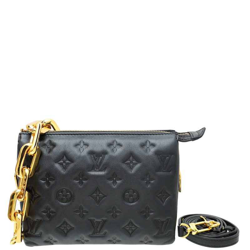 Louis Vuitton Black Monogram Embossed Coussin PM Bag