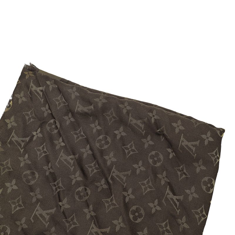 Louis Vuitton Brown Monogram Silk Scarf - Image 4