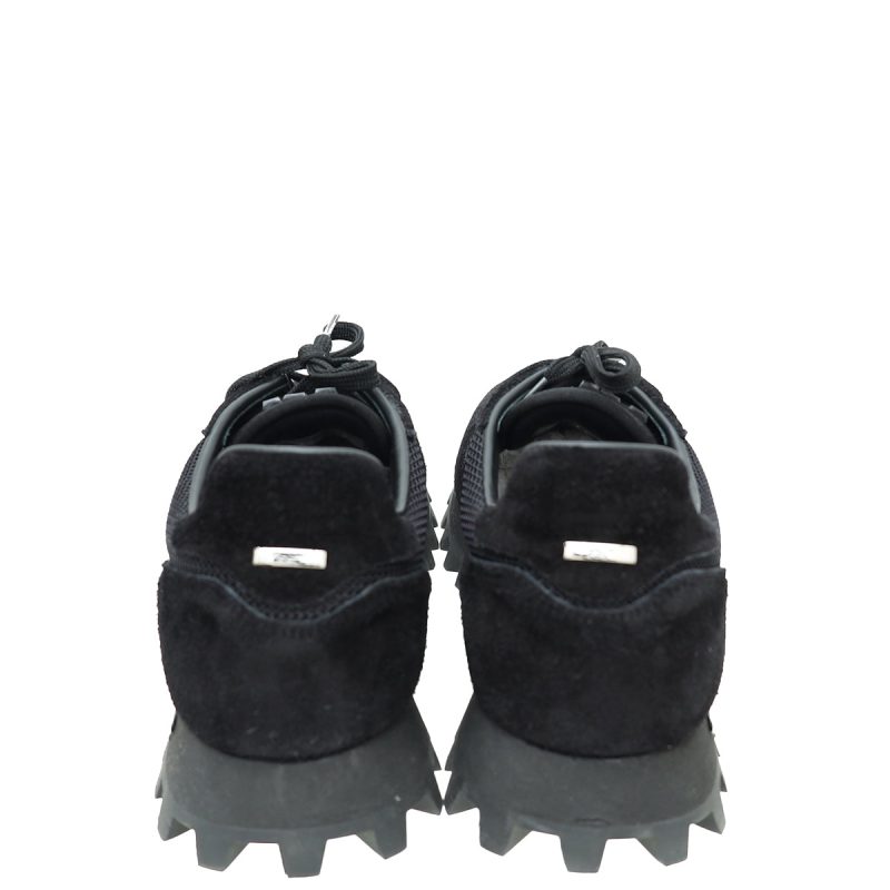 Louis Vuitton Black Satin & Blue Floral Embellished Sandals Size 6 | EU 36 - Image 4
