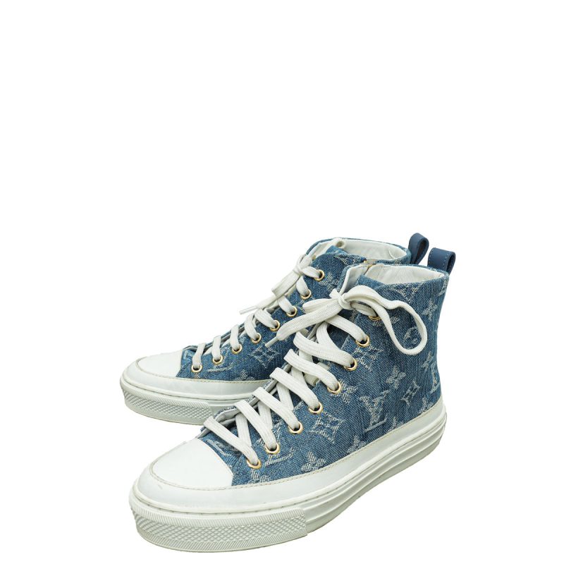 Louis Vuitton Blue Denim Monogram Stellar Sneakers 38.5