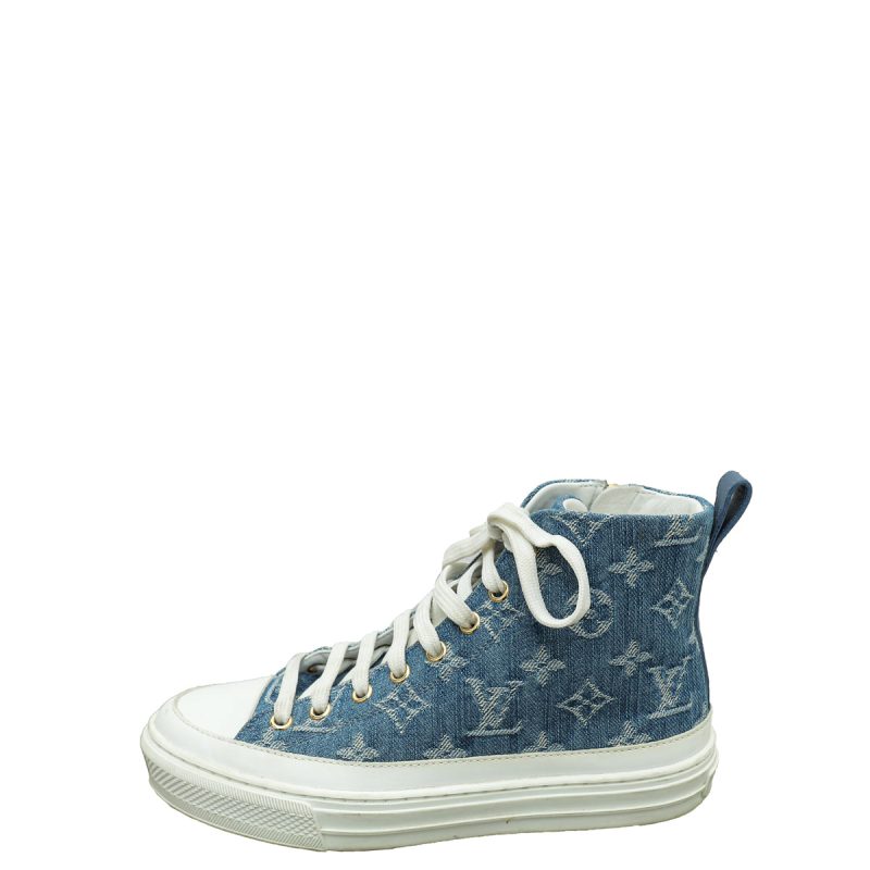 Louis Vuitton Blue Denim Monogram Stellar Sneakers 38.5 - Image 3