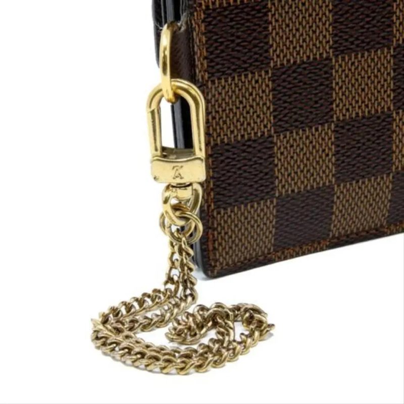 Louis Vuitton Brown Signature Monogram Damier Accordeon Gm Chain Gold Made France Wallet - Image 6
