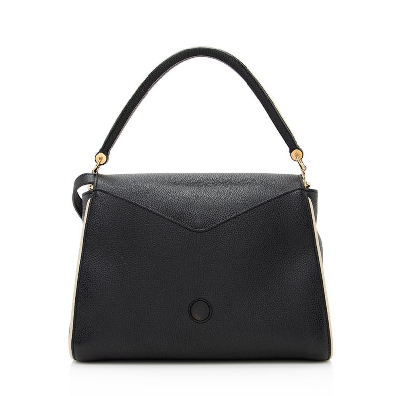 Louis Vuitton Calf Leather Monogram Canvas Double V Satchel (SHF-sUxzoE) - Image 3