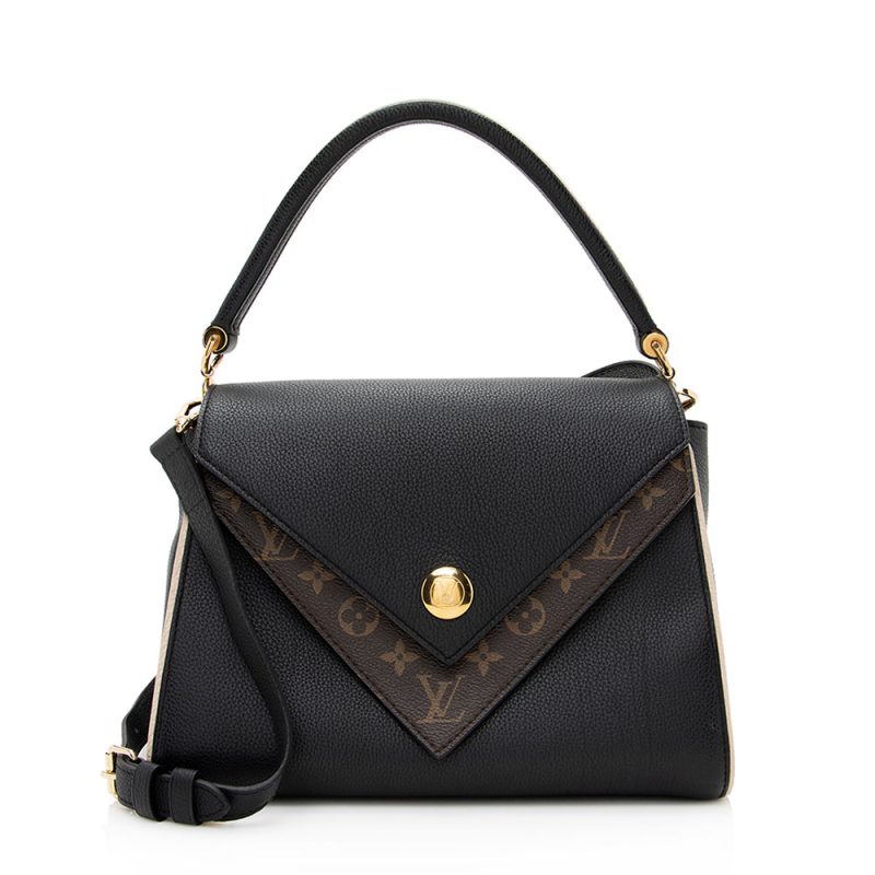 Louis Vuitton Calf Leather Monogram Canvas Double V Satchel (SHF-sUxzoE)