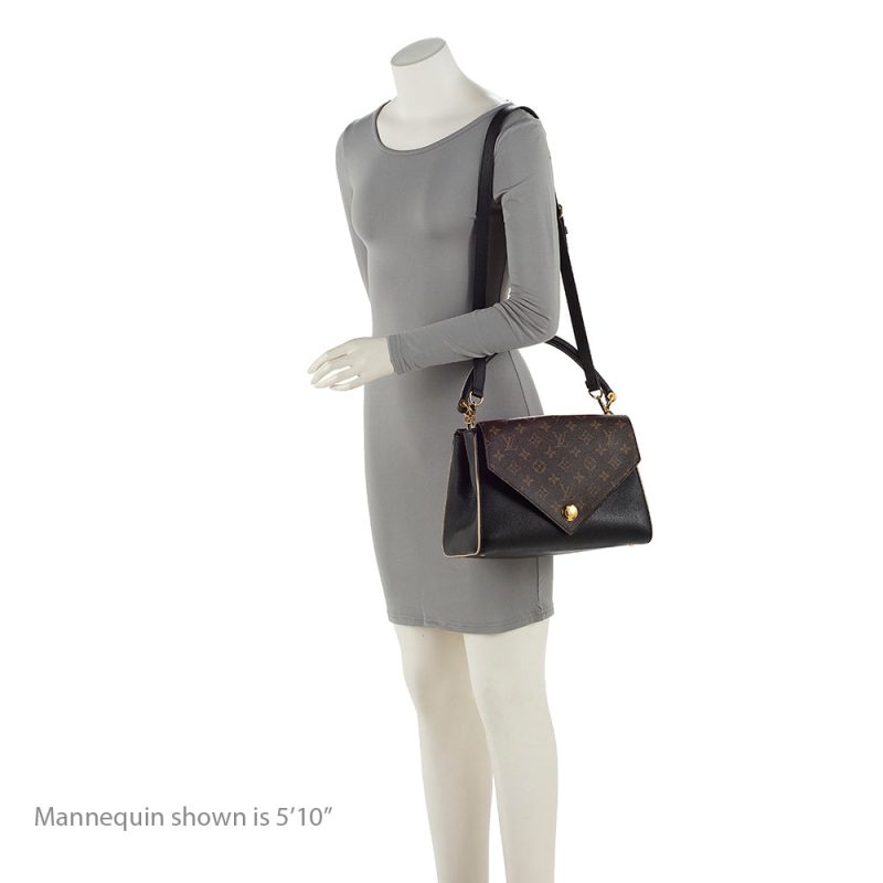 Louis Vuitton Calf Leather Monogram Canvas Double V Satchel (SHF-sUxzoE) - Image 5