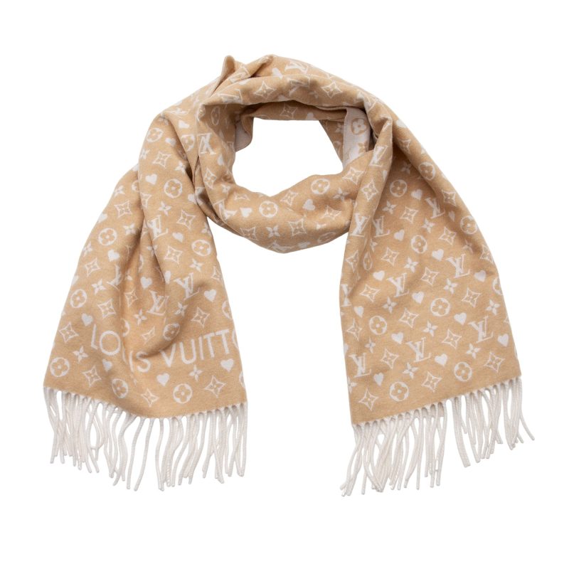 Louis Vuitton Cashmere Wool Silk Scarf, Black Diamond Pattern, 70" x 18" - Image 2