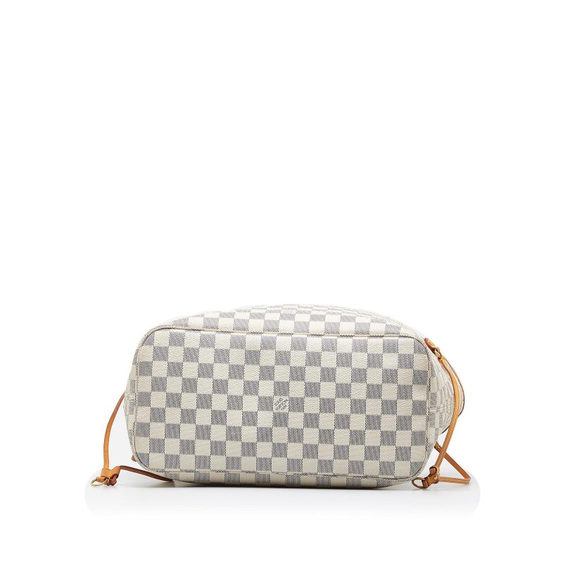 Louis Vuitton Damier Azur Neverfull MM Azur Tote Bag N41361 White PVC LeatherLouis Vuitton - Image 4