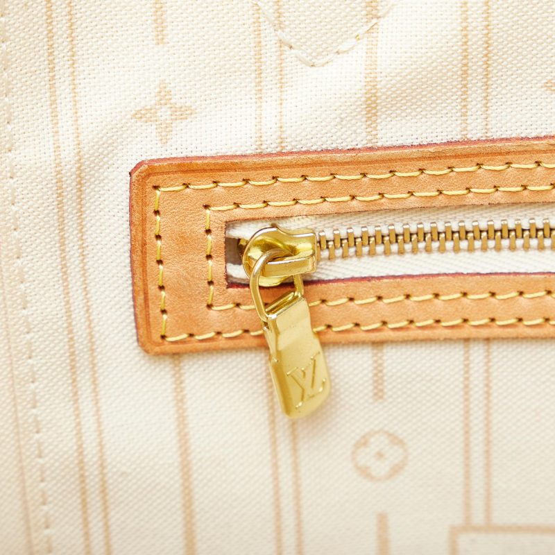 Louis Vuitton Damier Azur Neverfull MM Azur Tote Bag N41361 White PVC LeatherLouis Vuitton - Image 12
