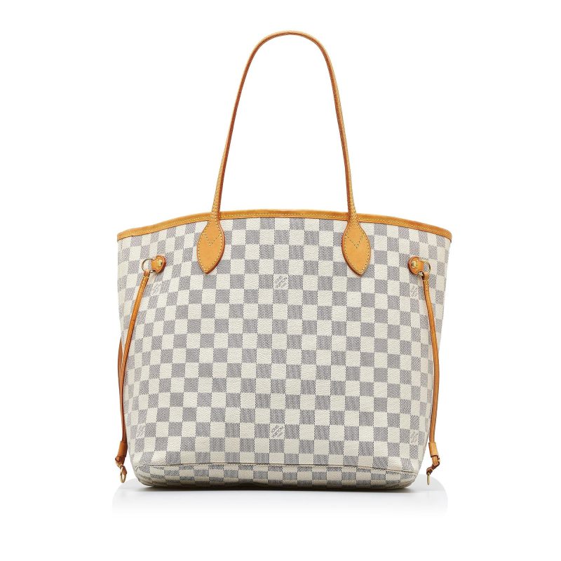 Louis Vuitton Damier Azur Neverfull MM Azur Tote Bag N41361 White PVC LeatherLouis Vuitton