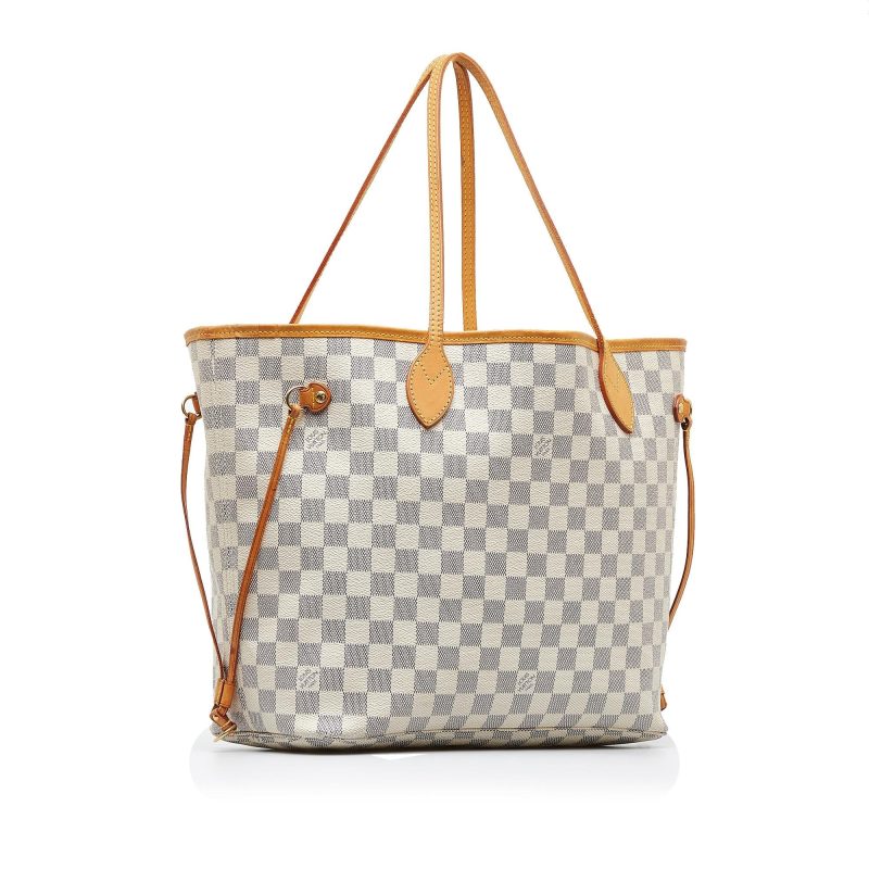 Louis Vuitton Damier Azur Neverfull MM Azur Tote Bag N41361 White PVC LeatherLouis Vuitton - Image 2