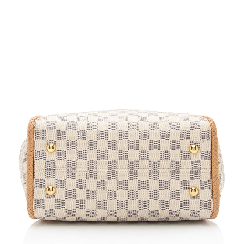 Louis Vuitton Damier Azur PVC Clutch Wristlet Beige 6.3x4.7 Inches with Chain Strap - Image 4