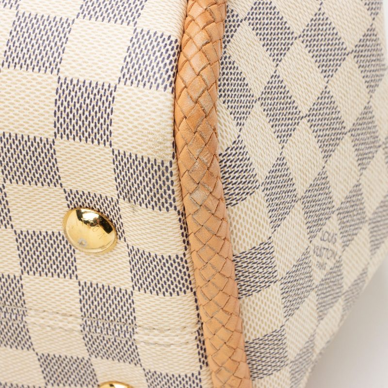 Louis Vuitton Damier Azur PVC Clutch Wristlet Beige 6.3x4.7 Inches with Chain Strap - Image 20