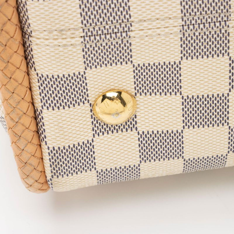 Louis Vuitton Damier Azur PVC Clutch Wristlet Beige 6.3x4.7 Inches with Chain Strap - Image 19